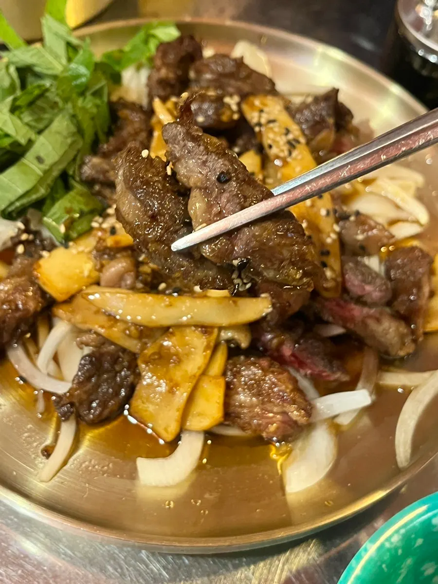 A plate of sweet-and-savory galbisal tadaki