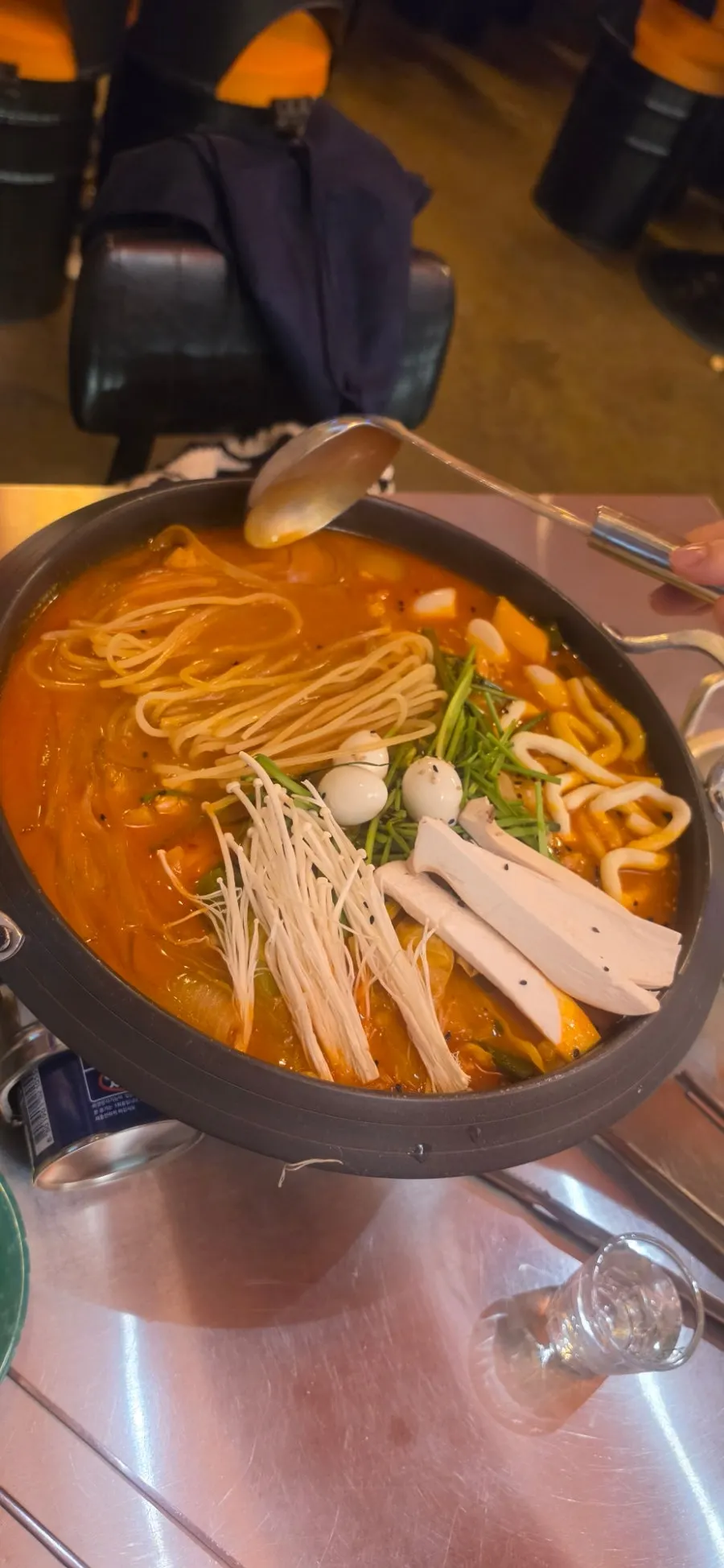 Boneless dakdoritang served in a pot