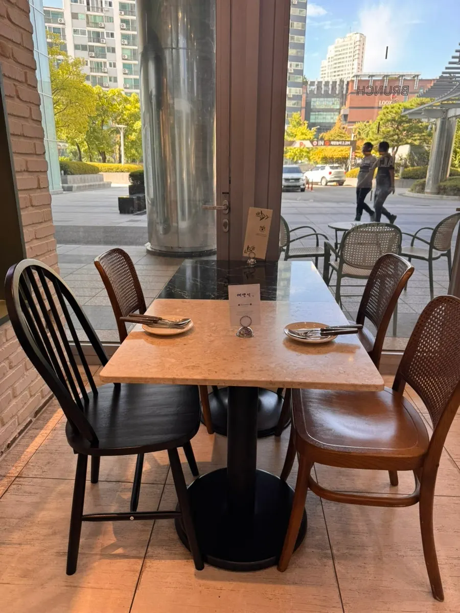 A calm corner of the Mela dining space