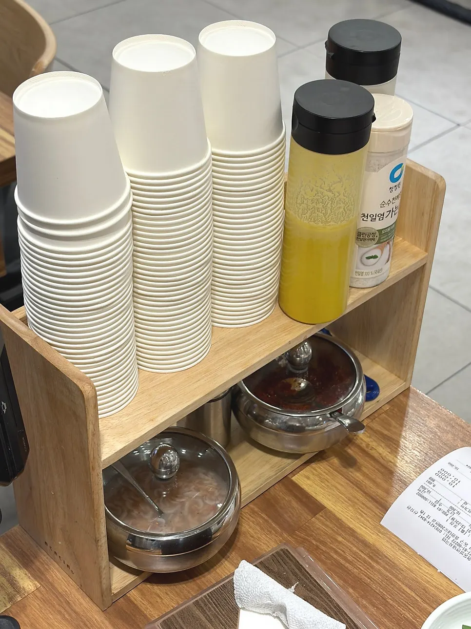 Seasonings displayed for adding to milmyeon
