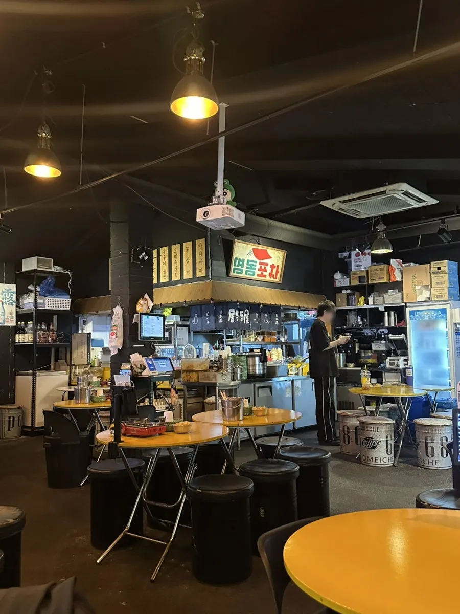 Full view of the outdoor seating area at Yeongdong Pocha
