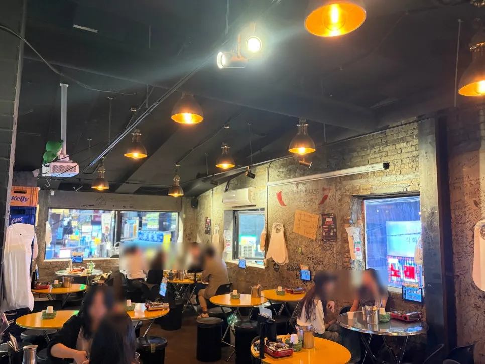 View of the Nonhyeon-dong food alley through the window