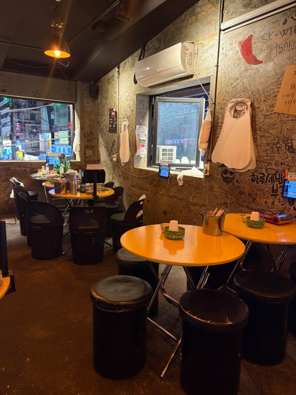 Disposable aprons hanging on the wall