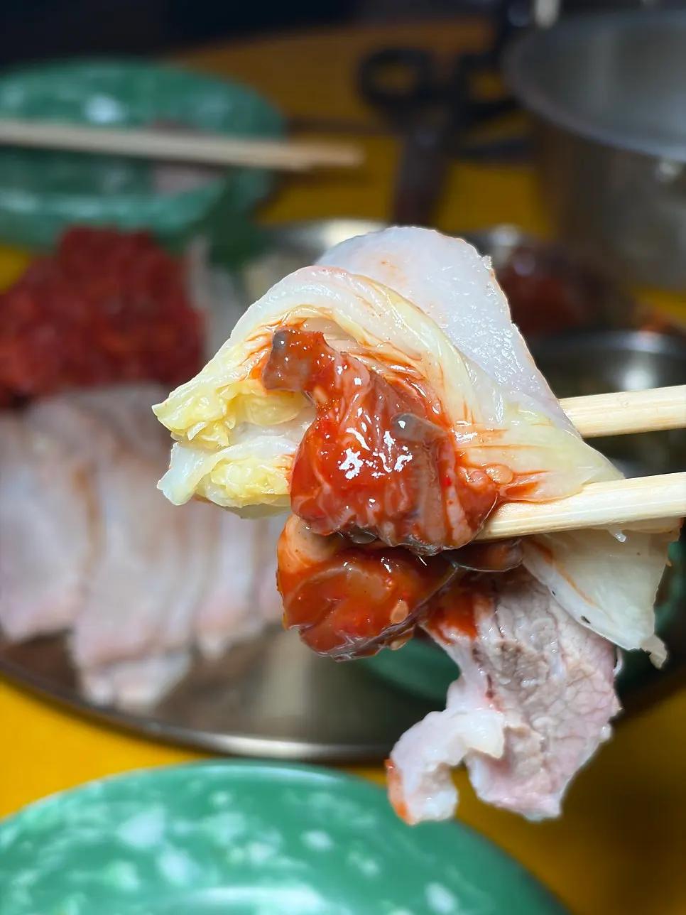 Suyuk and gochu jangajji served over rice