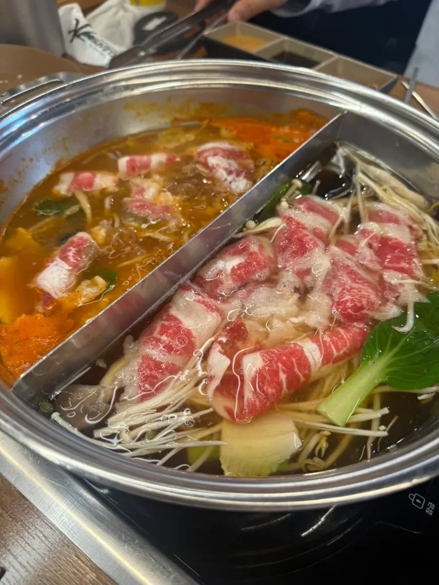 Full shabu-shabu table spread