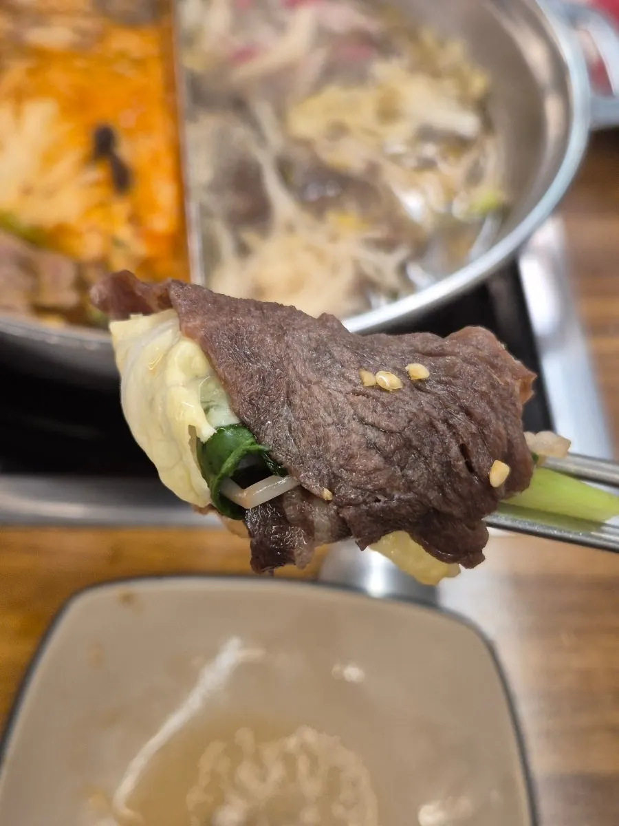 Shabu-shabu simmering with vegetables