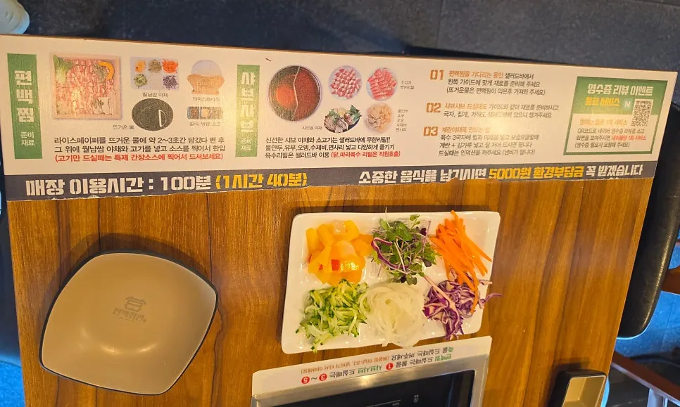 Shabu-shabu instructions on the table