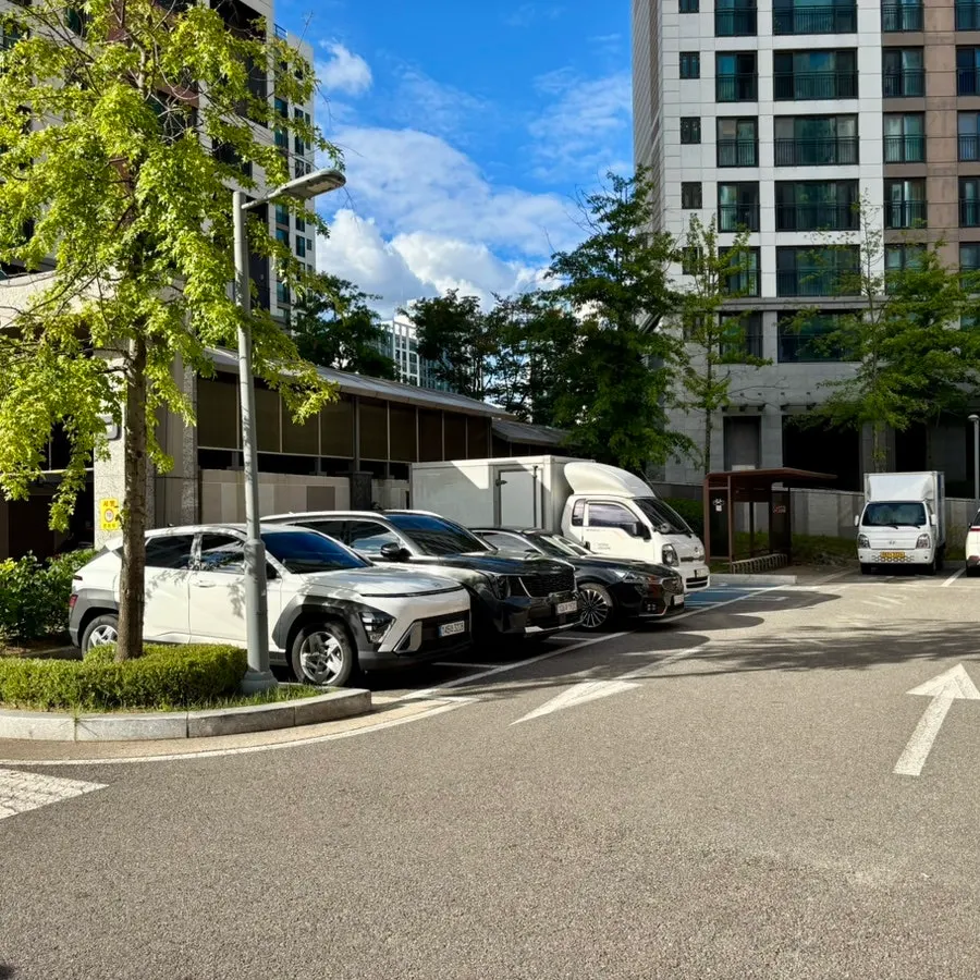 Parking spaces at the commercial building lot