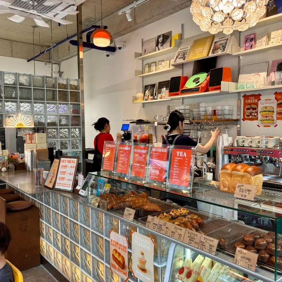 Café showcase filled with desserts