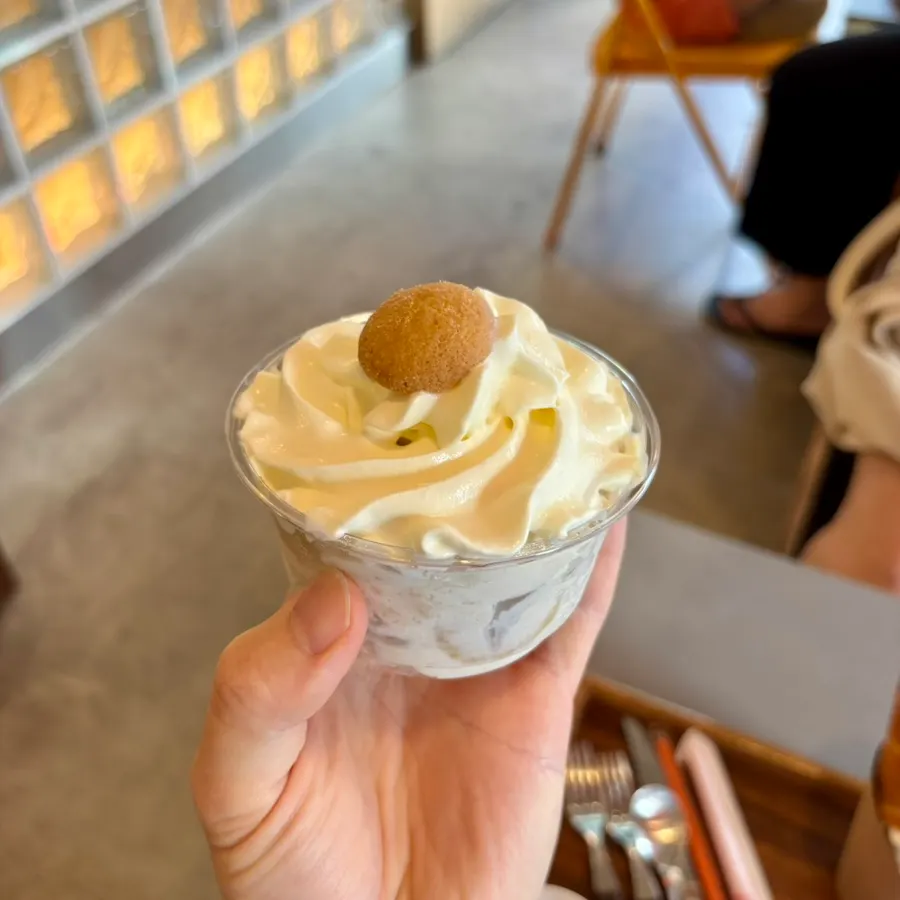 Cup of soft banana pudding