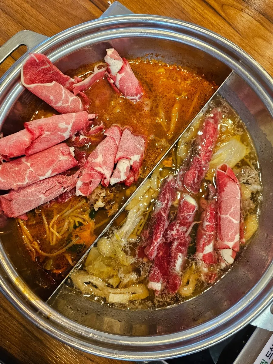 Daging shabu-shabu yang diambil beberapa kali