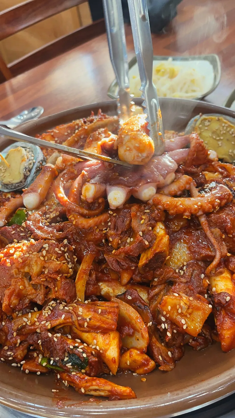 Richly sauced seafood galbi stew