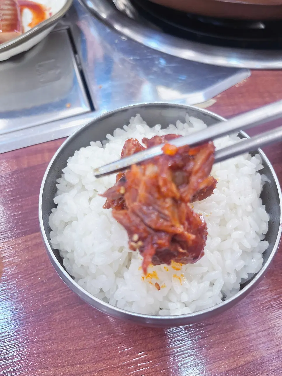 Seafood braised pork back ribs served with rice