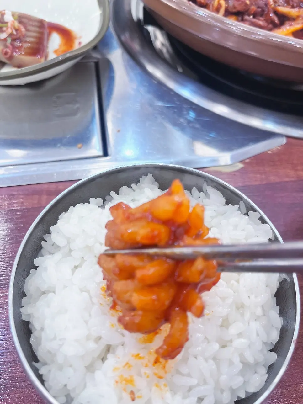 Seafood braised pork back ribs dish components