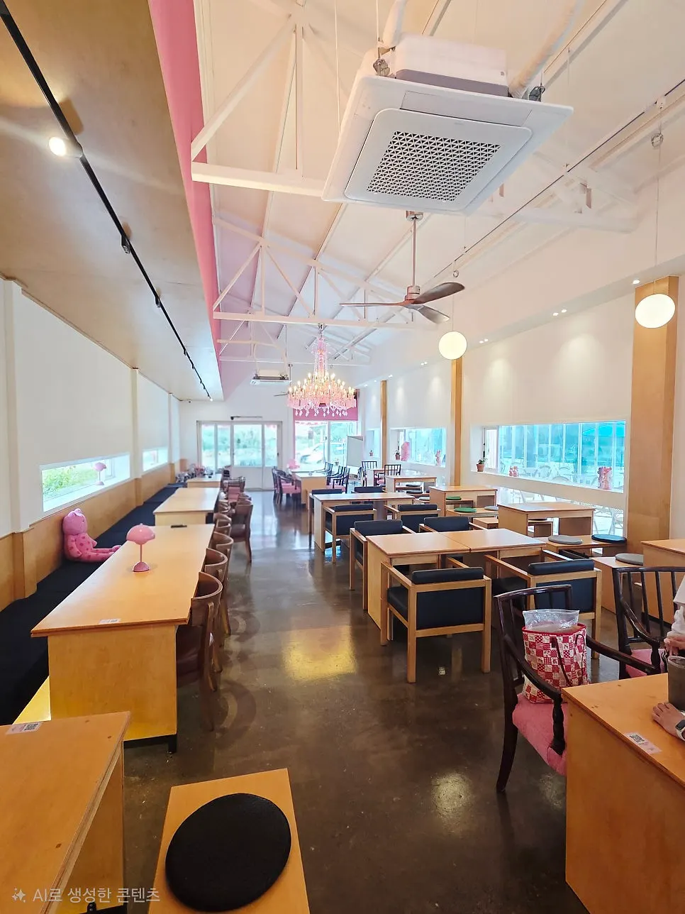 Café space with pink as the focal color
