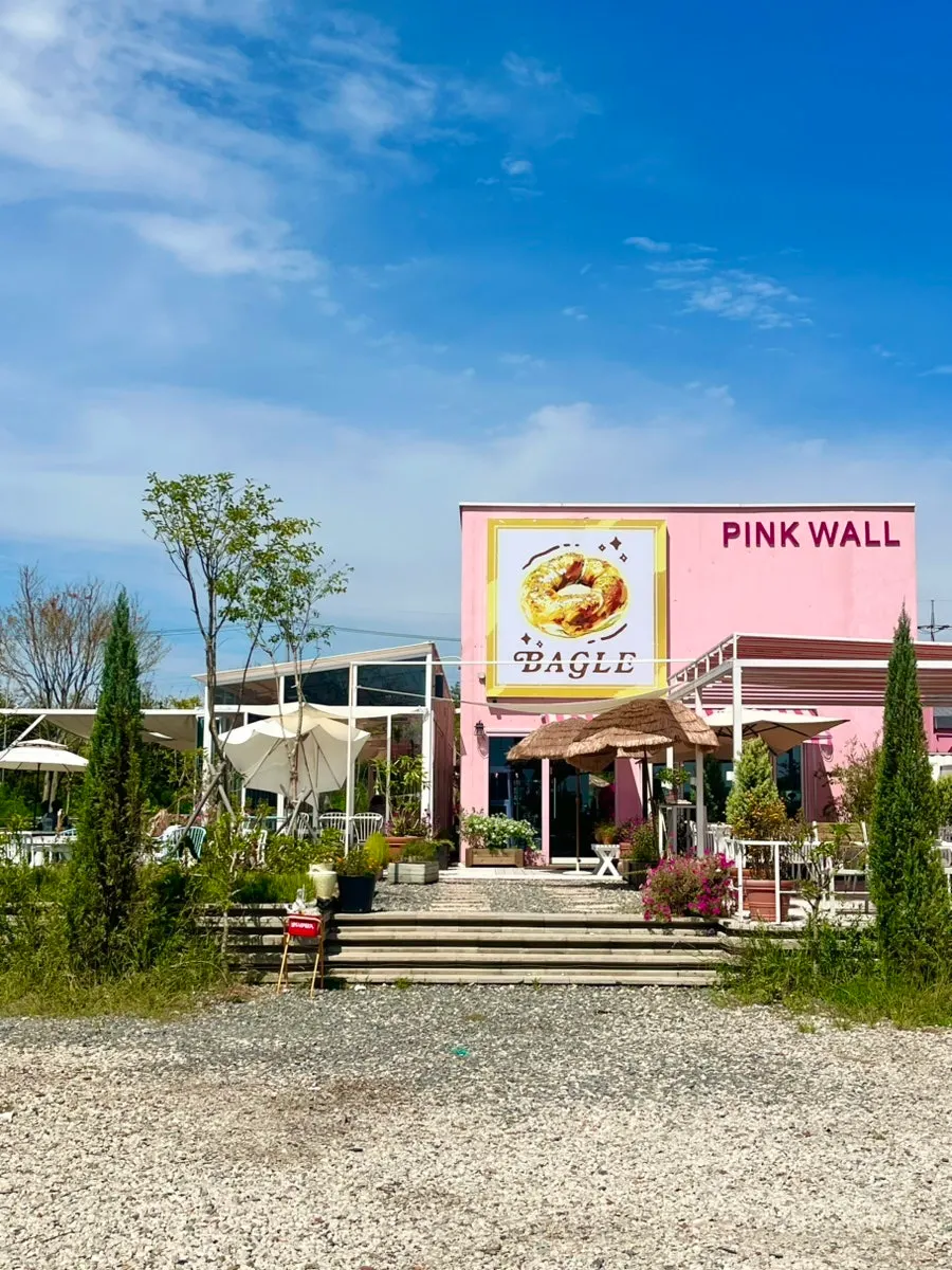 Exterior of Pink Wall Cafe in Yeongjong