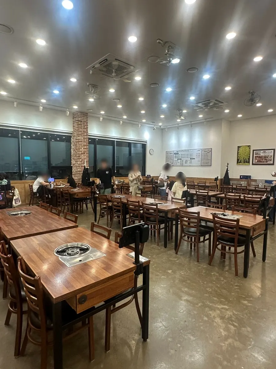Quiet dining hall during early evening hours