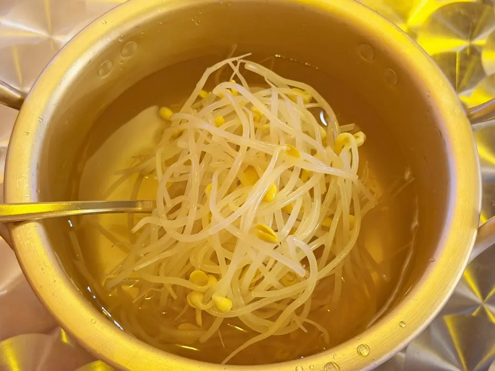 Bean sprout soup served alongside the dakbal