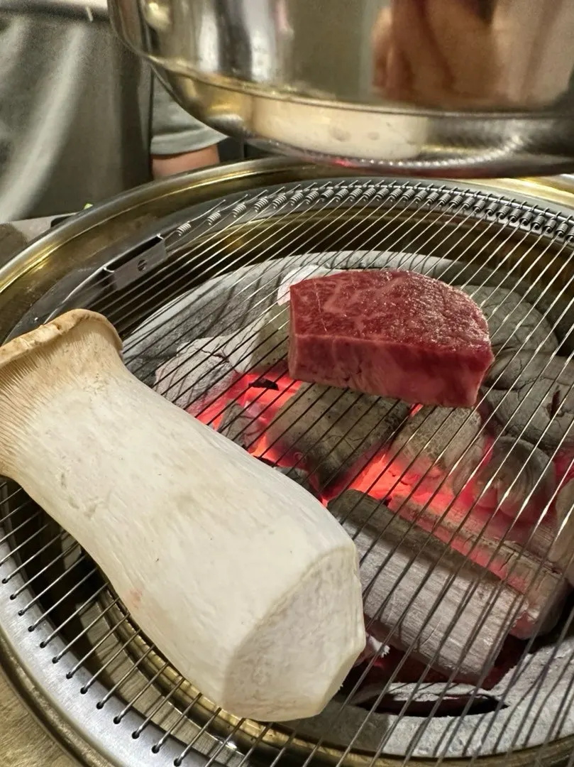 Grilling vegetables of pepper, sweet pumpkin and mushroom