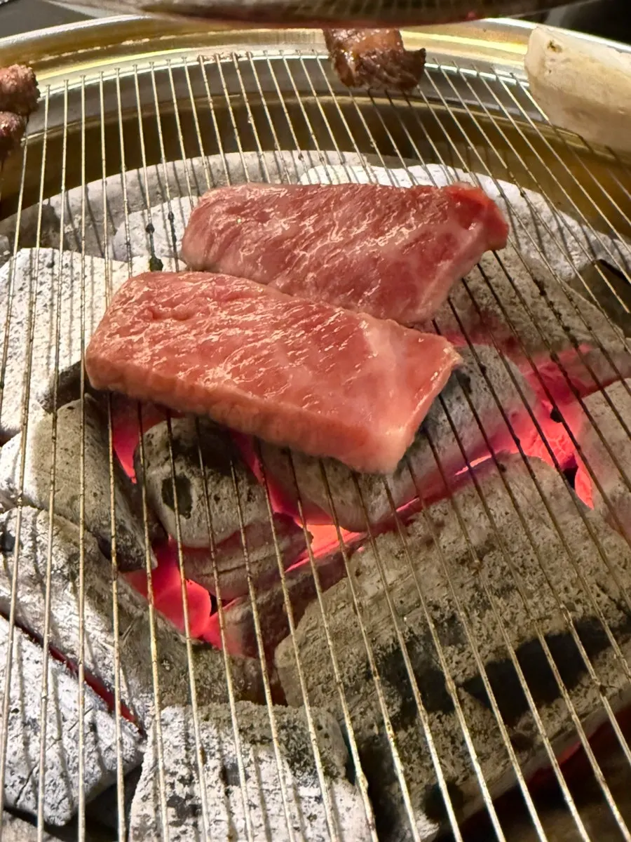 A perfectly grilled piece of hanwoo