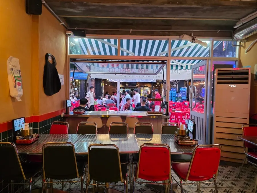 Yeongpo's outdoor seating stretching down the alley