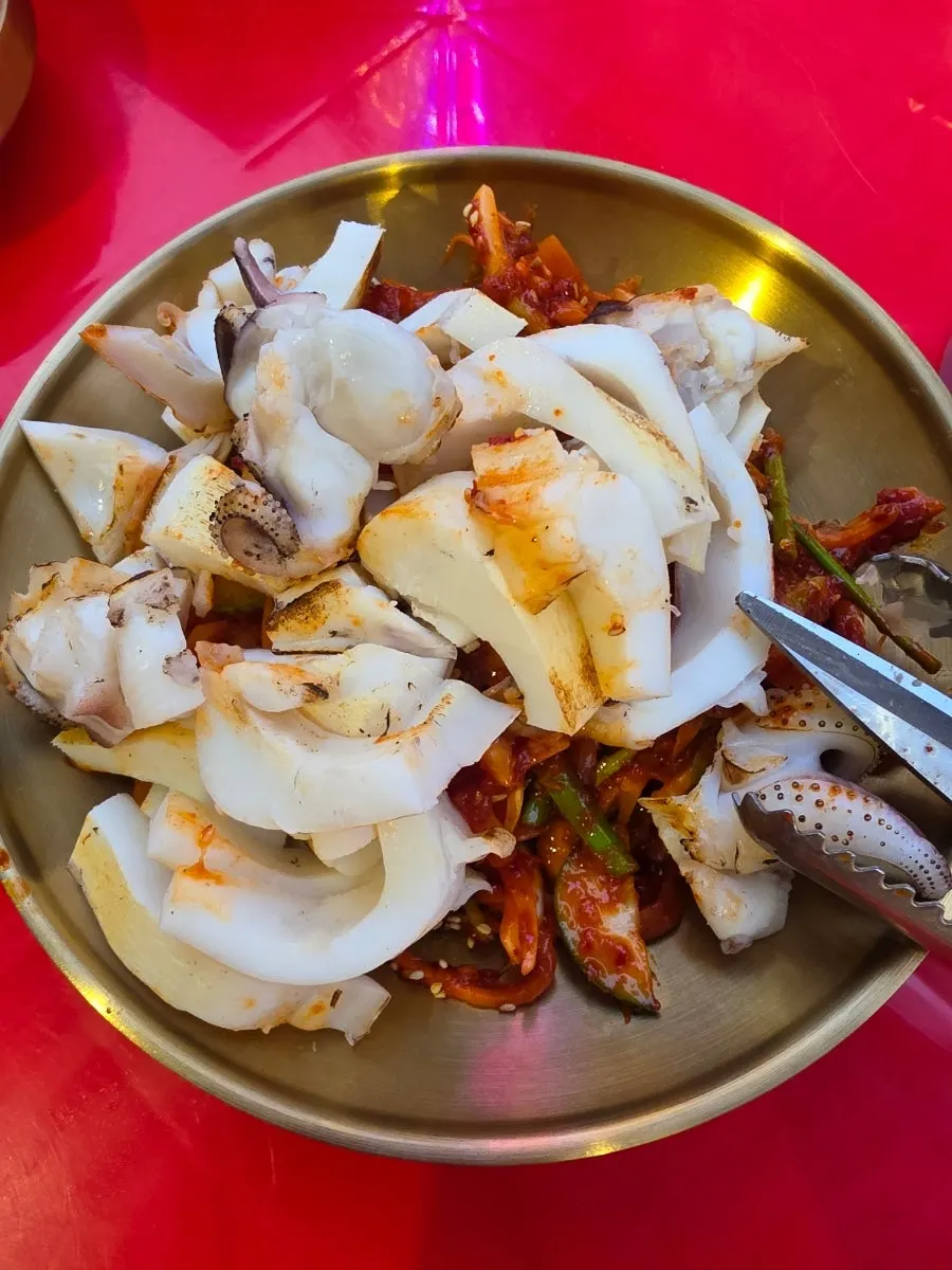 A plate of spicy-sour cuttlefish muchim