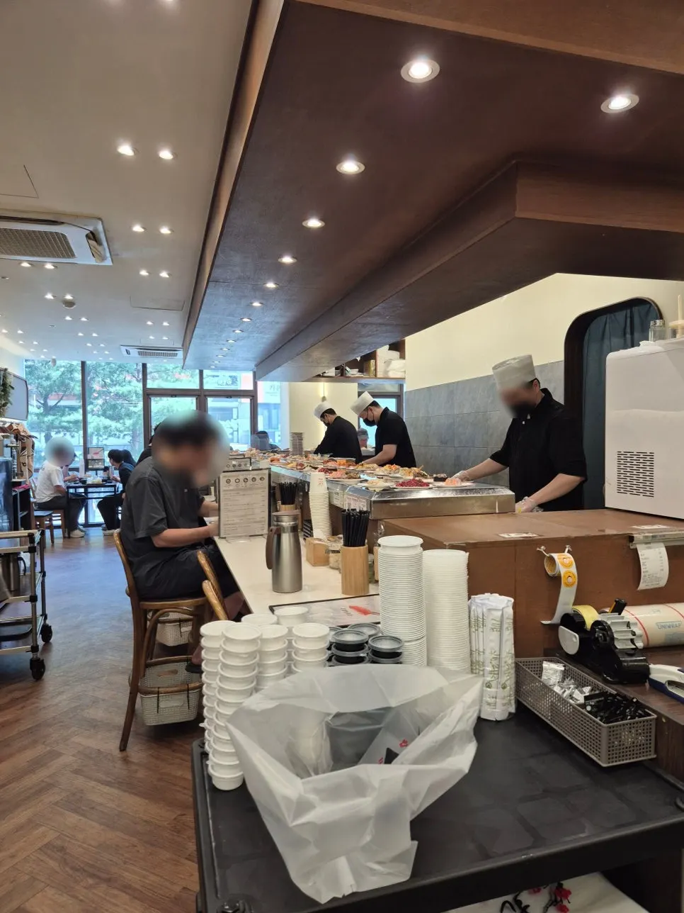 The restaurant filling up during lunch hour