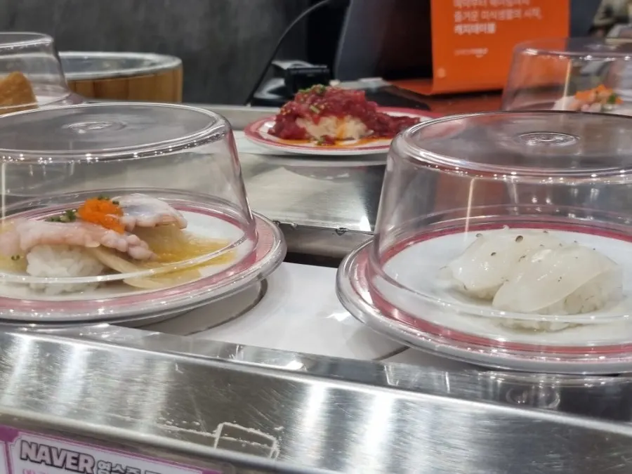 Plate of freshly made flounder sushi