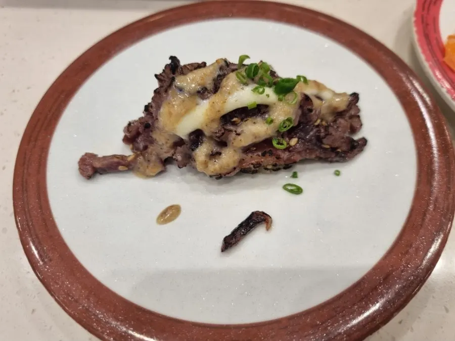 Plate of steak sushi