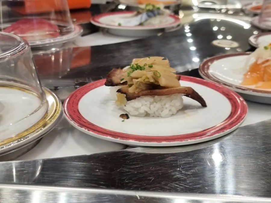 Plate of red shrimp sushi