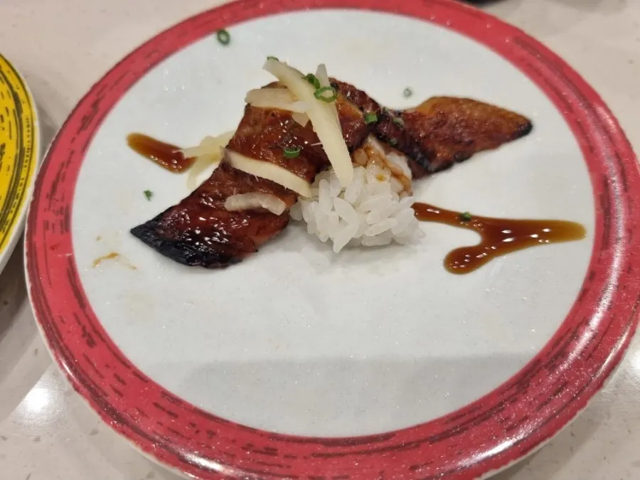 Plate of eel sushi