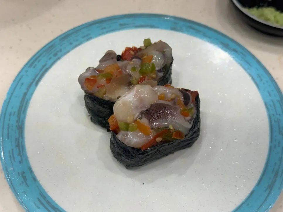 Aged kimchi flounder sushi