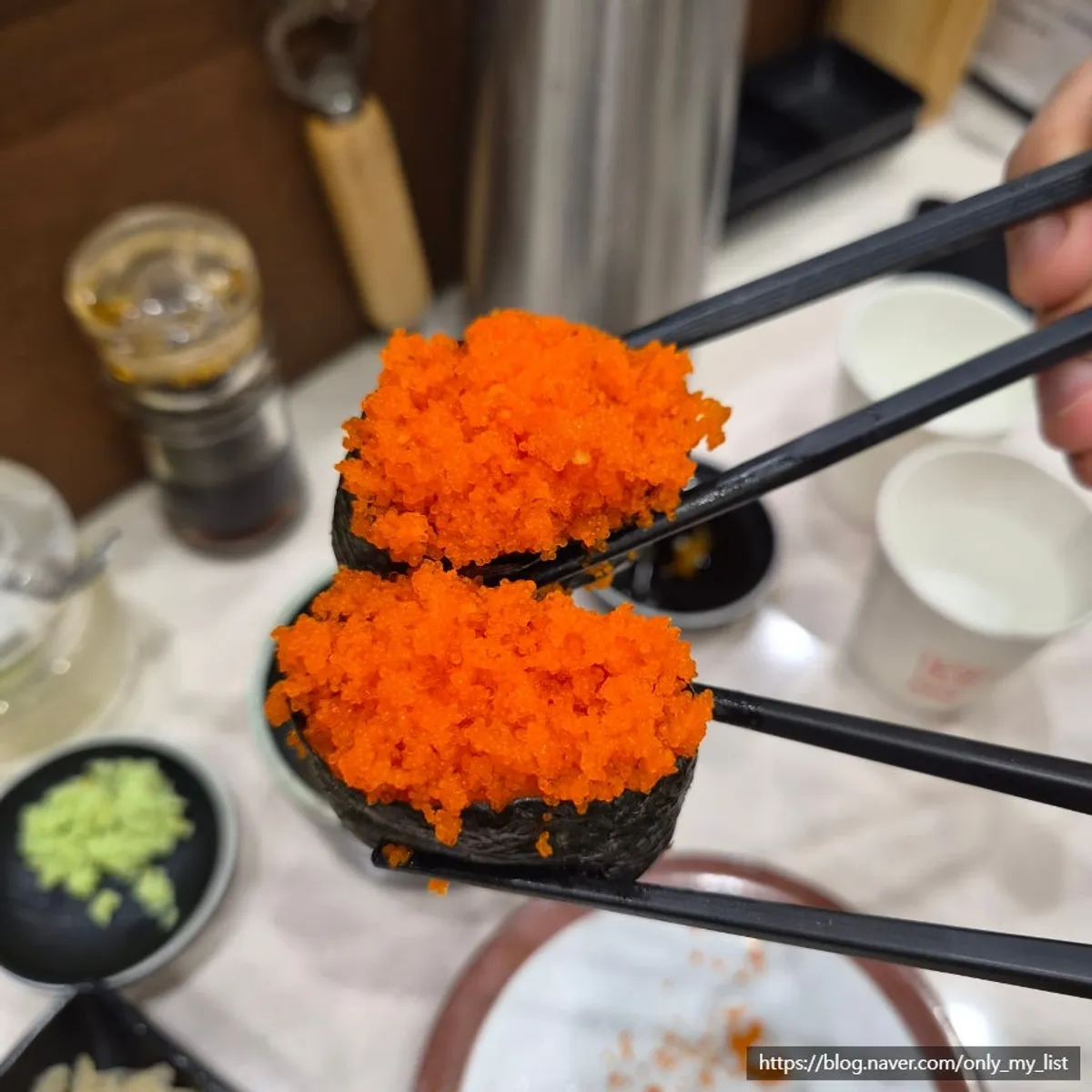 Close-up of a sushi plate from Teukbyeolhan Chobap