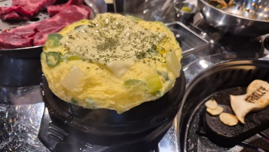 Cross-section of the spoonable cheese egg custard