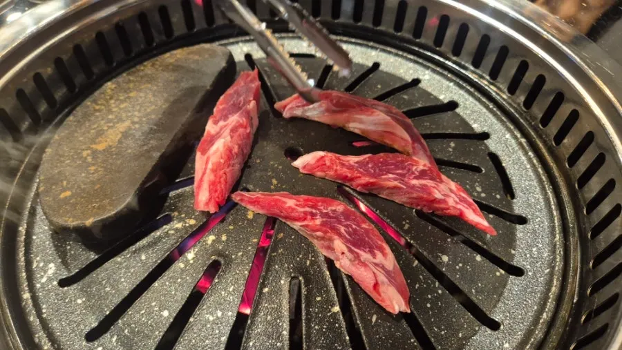 Beef sliced neatly for grilling