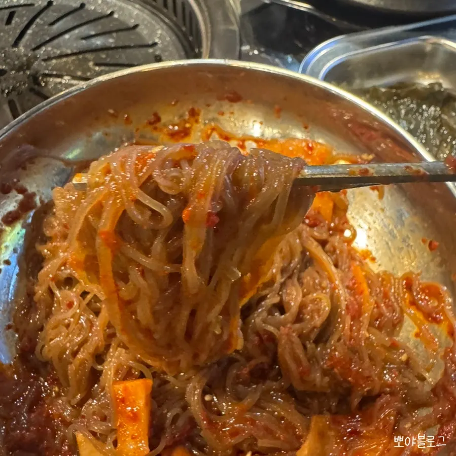Naengmyeon served after the beef meal