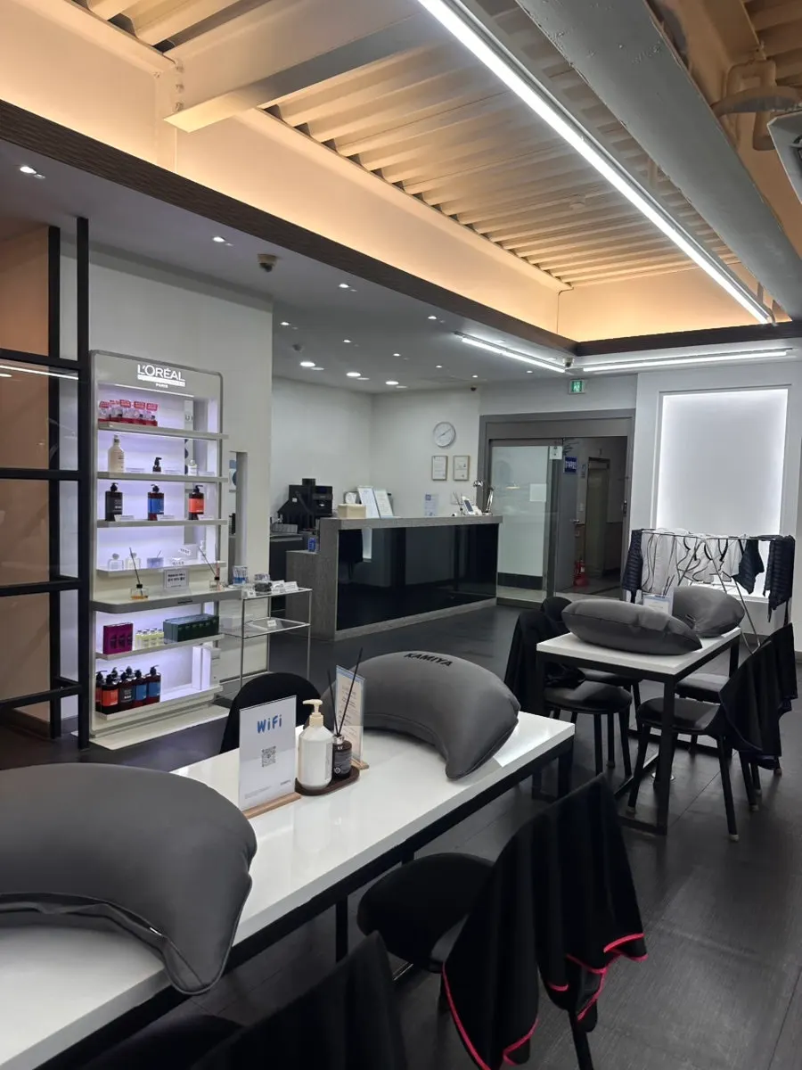 Salon chairs and mirrors inside the shop