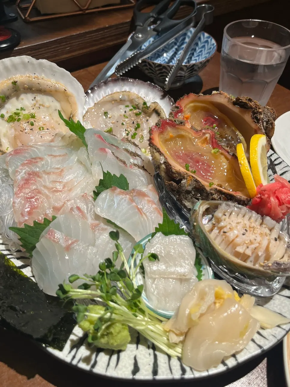 Full view of the Susan Jang mixed platter of seafood