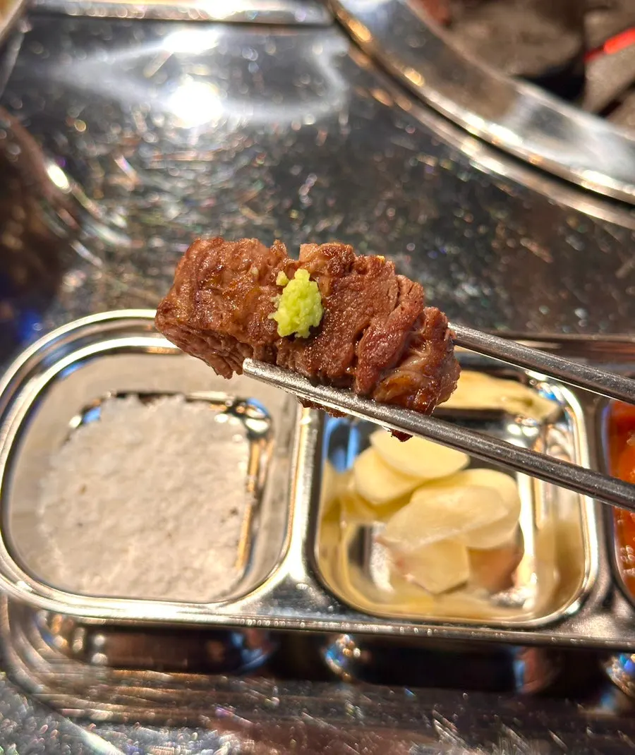 Beef placed on the grill