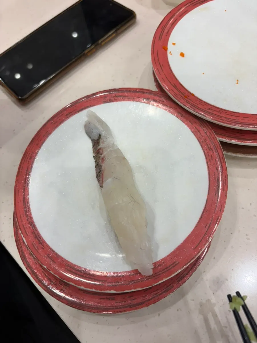 A plate of meat sushi