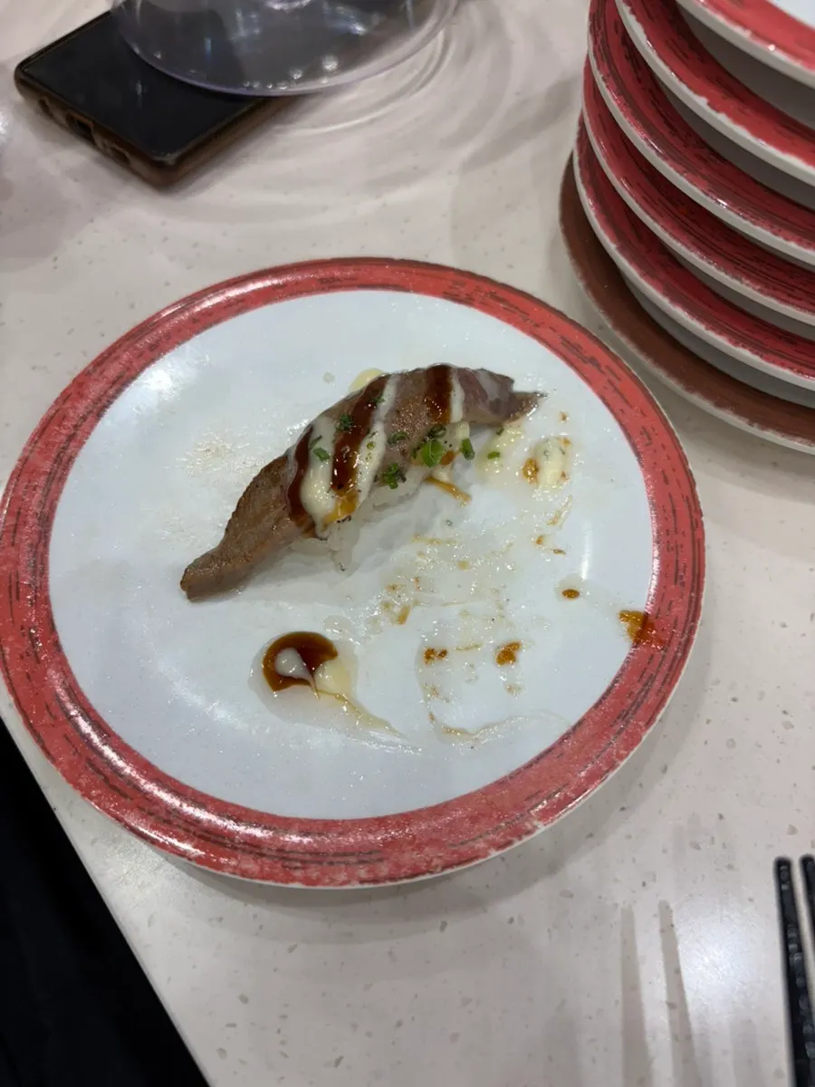 Close-up of an ordered sushi plate