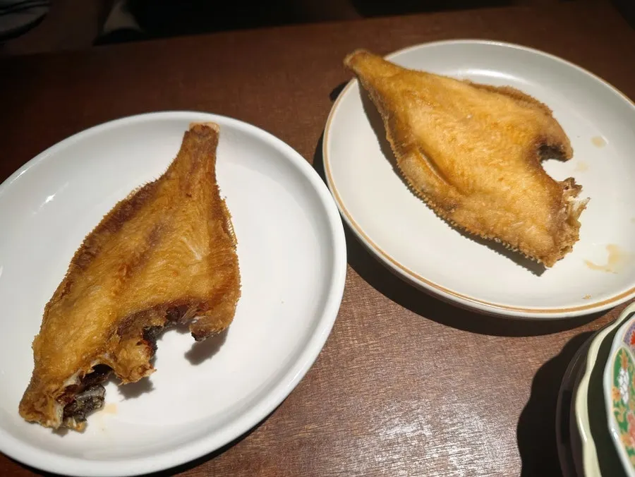 Complimentary grilled flounder