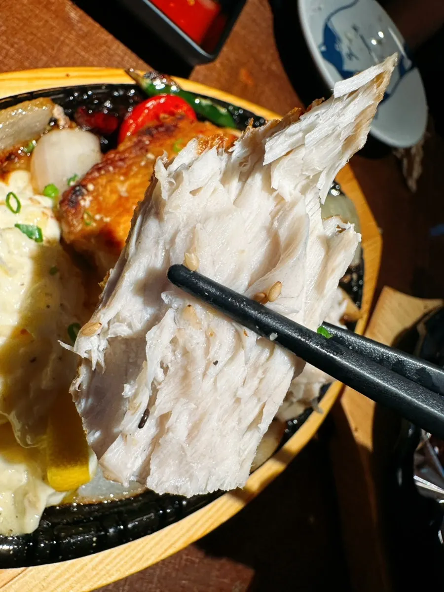 Thick grilled mero with vegetables