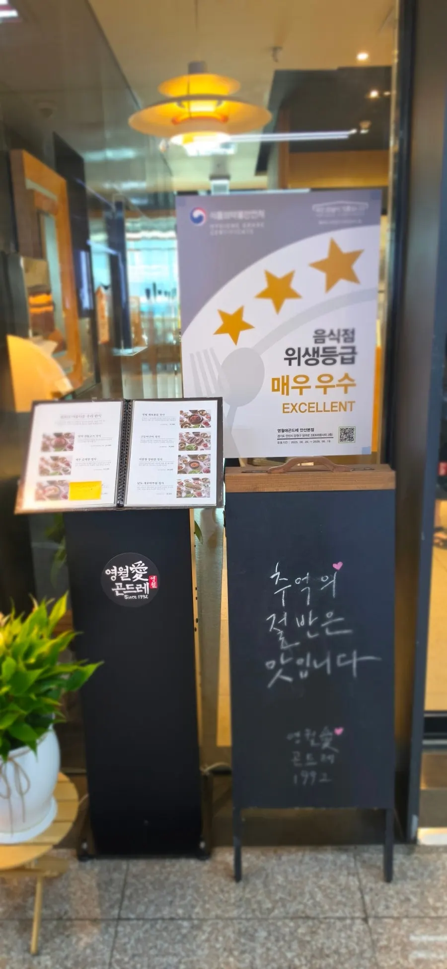 통창으로 햇살이 드는 영월애곤드레 안산점 내부