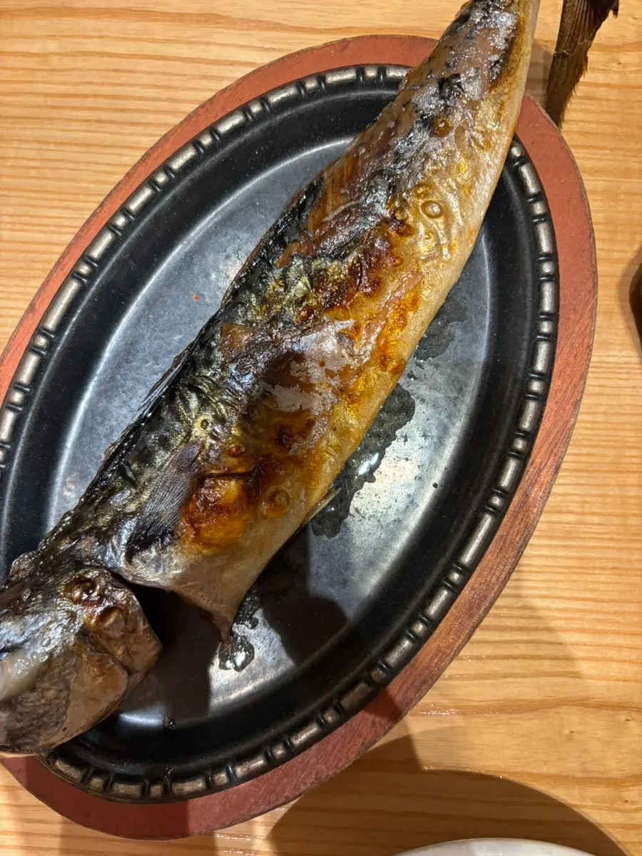 Close-up of the grilled mackerel