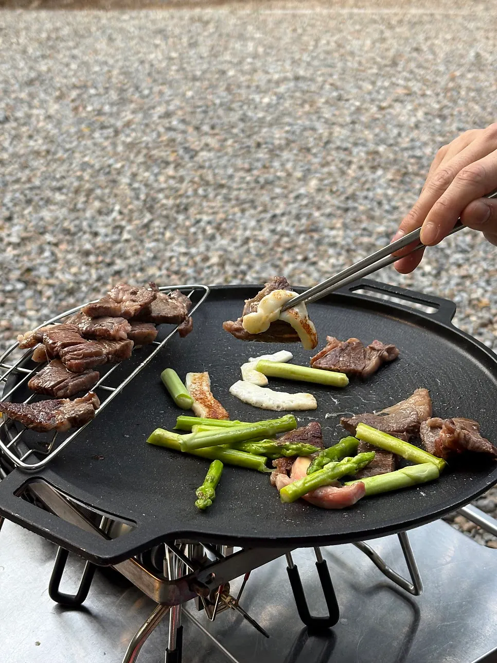 Grilled hanwoo beef set for camping dinner