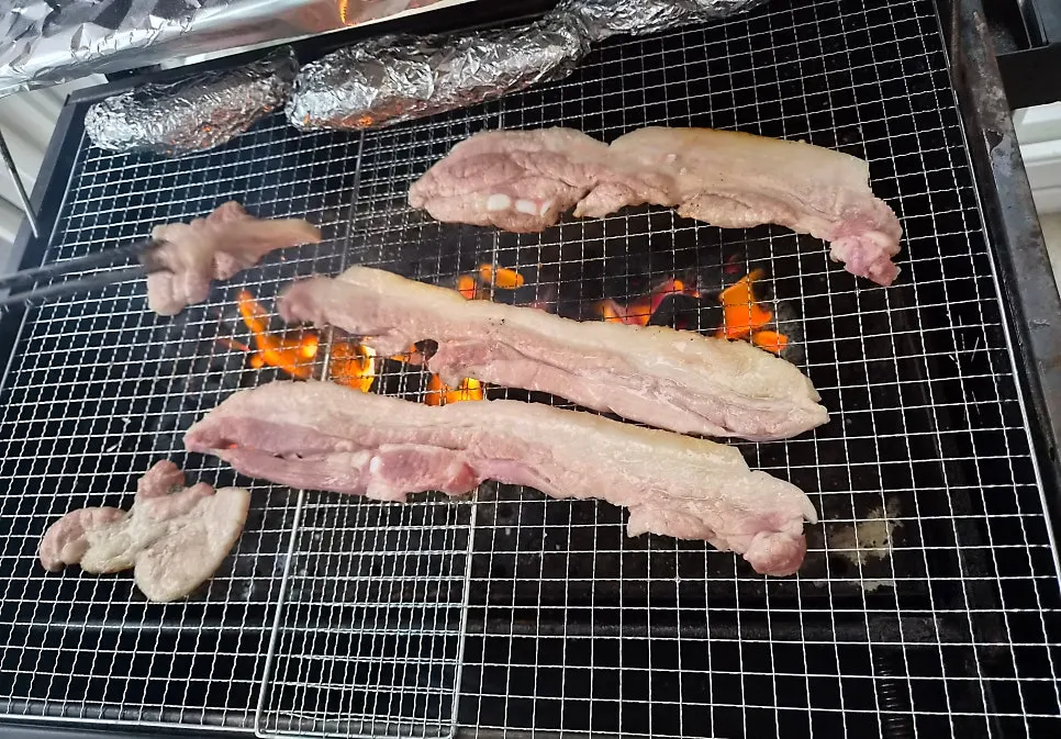 Samgyeopsal in the private barbecue space
