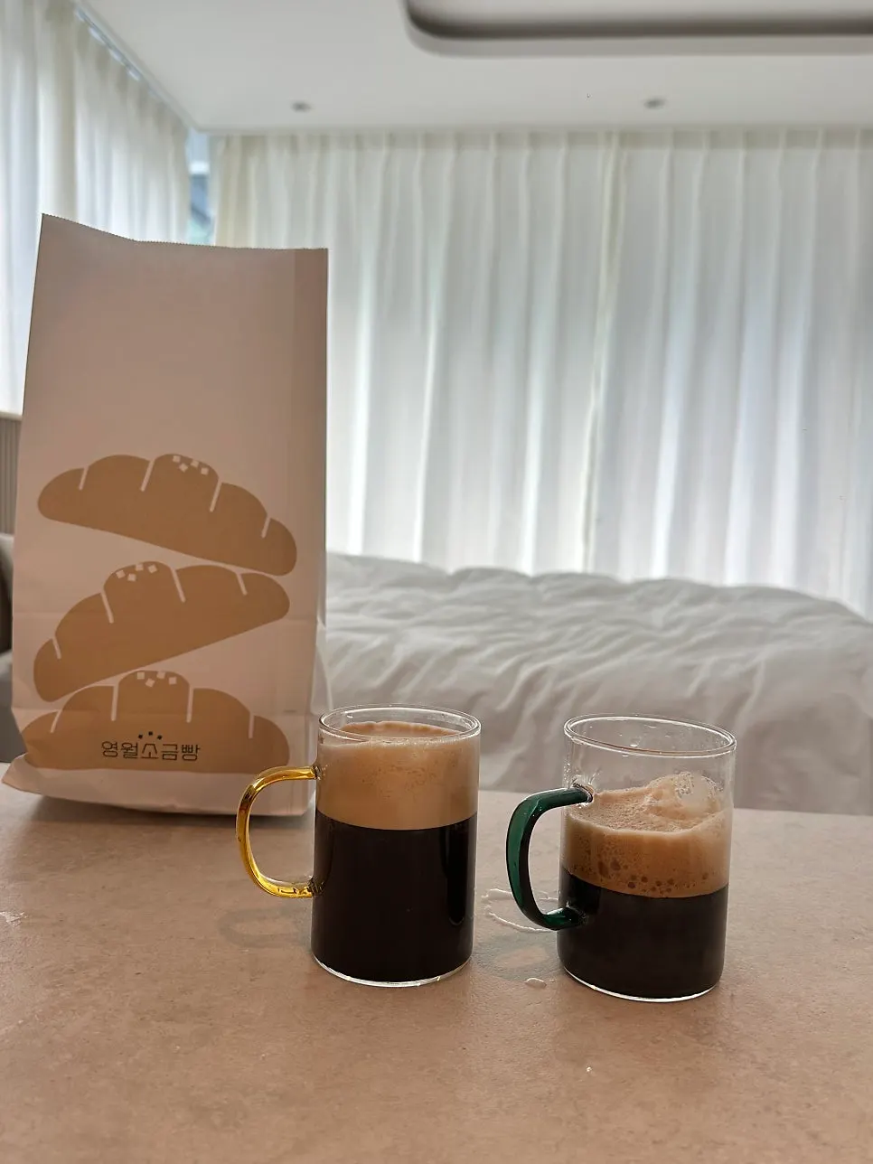 Yeongwol salt bread and Nespresso coffee for breakfast