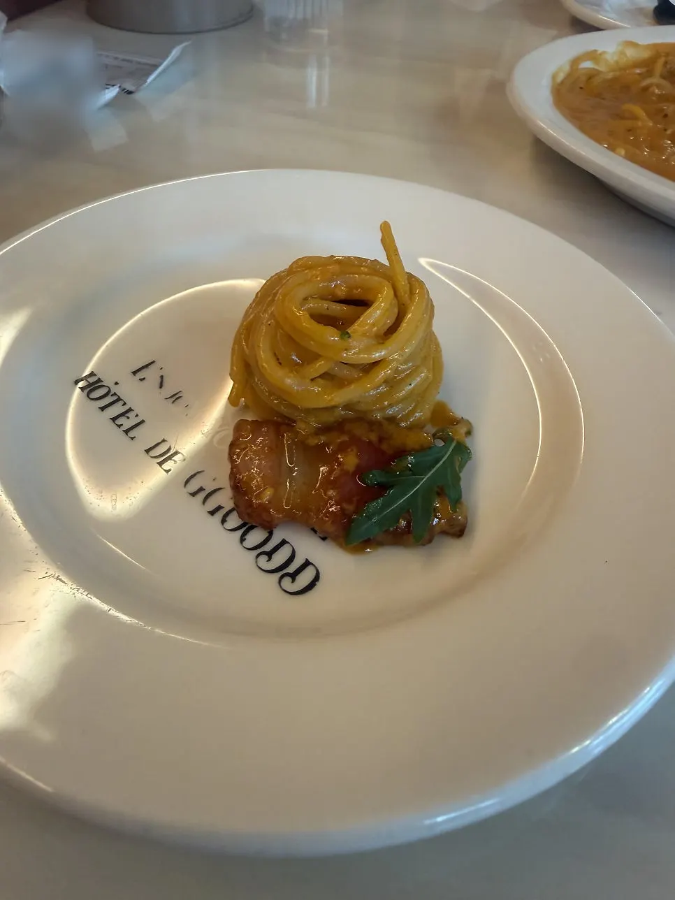 Noodles covered in thick rosé sauce