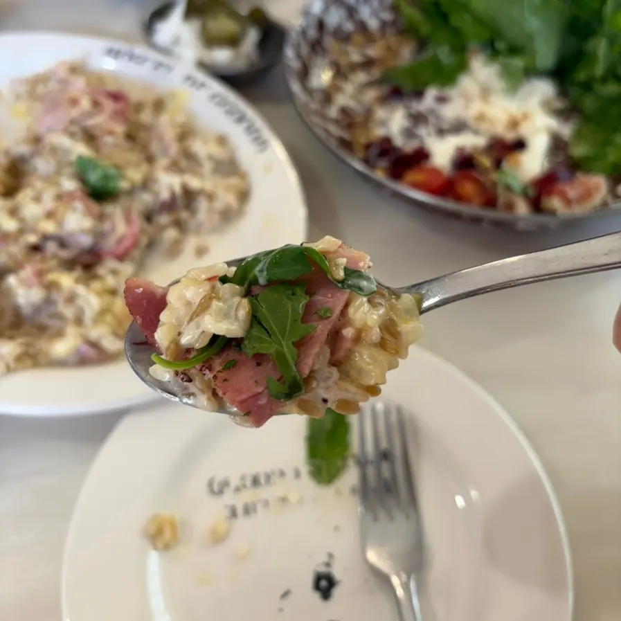 A generous portion of risotto on the plate